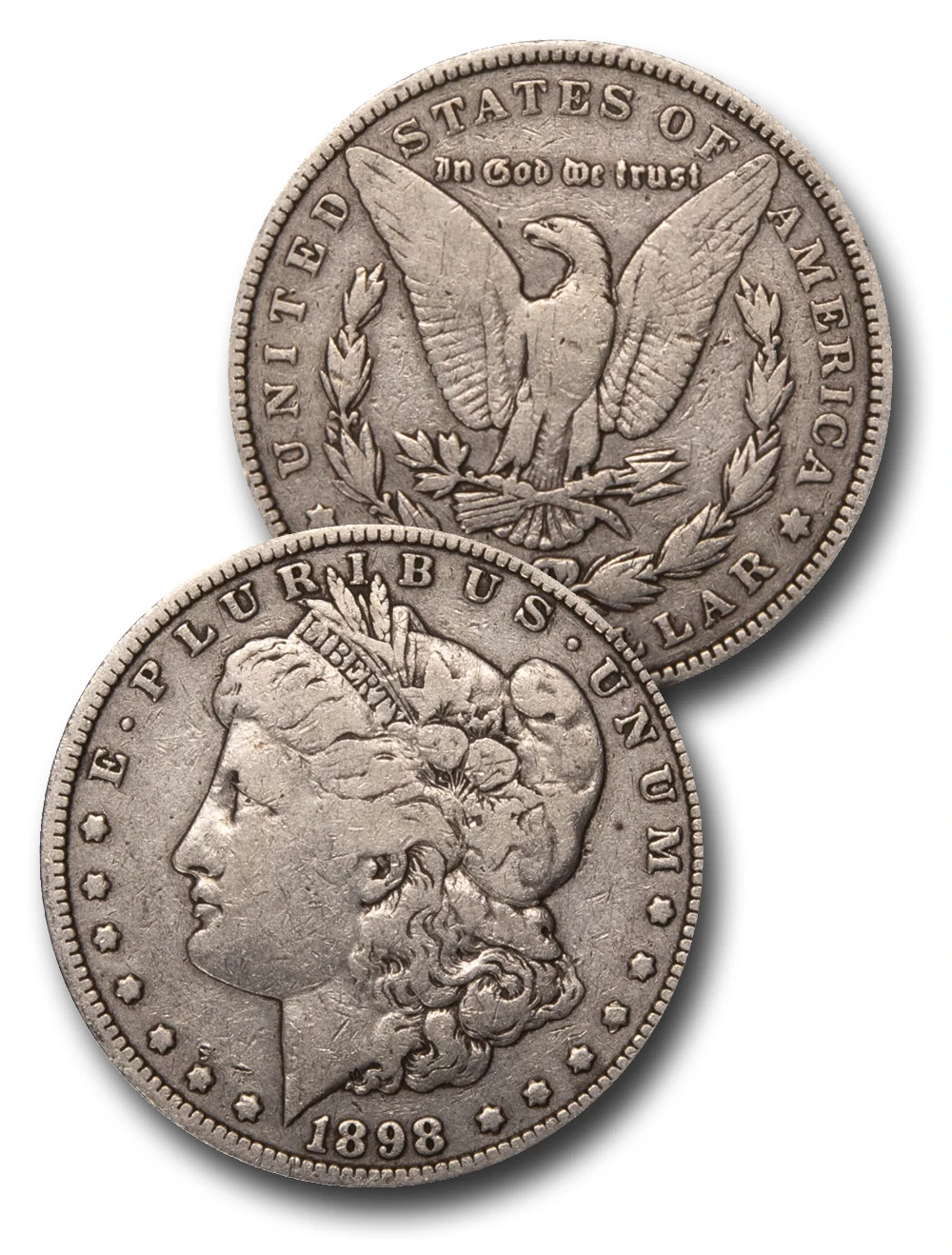 1898年 米ドル 99.9% シルバー  本物 CW-898 - 1898 Morgan Silver Dollar - Mystic Stamp Company