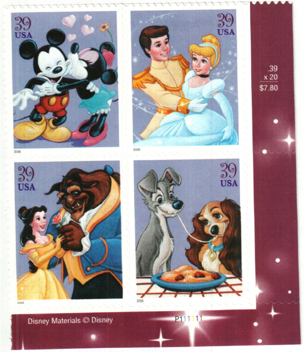 4025-28 - 2006 39c The Art of Disney: Romance - Mystic Stamp Company display picture 1