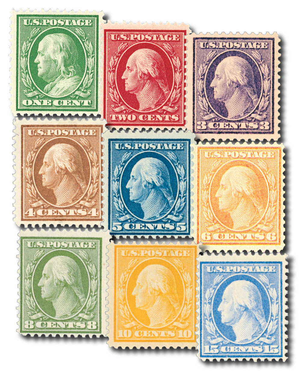 stamps 3.1～ 374-82 - 1910-11 Regular Issues, Single Line Watermark, Perf. 12