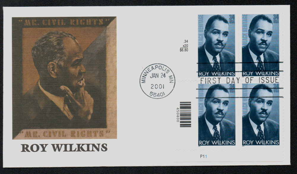 3501 - 2001 34c Black Heritage: Roy Wilkins - Mystic Stamp Company