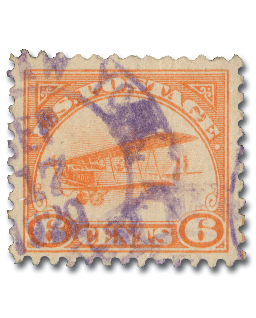 C1 - 1918 6c Curtiss Jenny, orange - Mystic Stamp Company