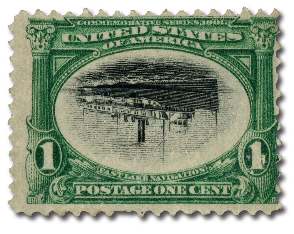 294a - 1901 1c Fast Lake Navigation, Green & Black, Center