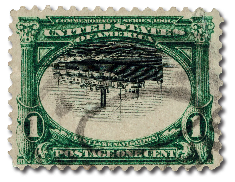 294a - 1901 1c Fast Lake Navigation, Green & Black, Center