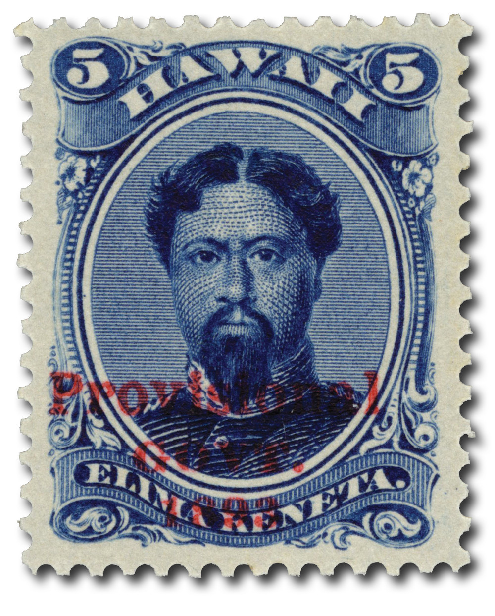 H59 - 1893 5c King Kamehameha V, Ultramarine, Hawaii, Red
