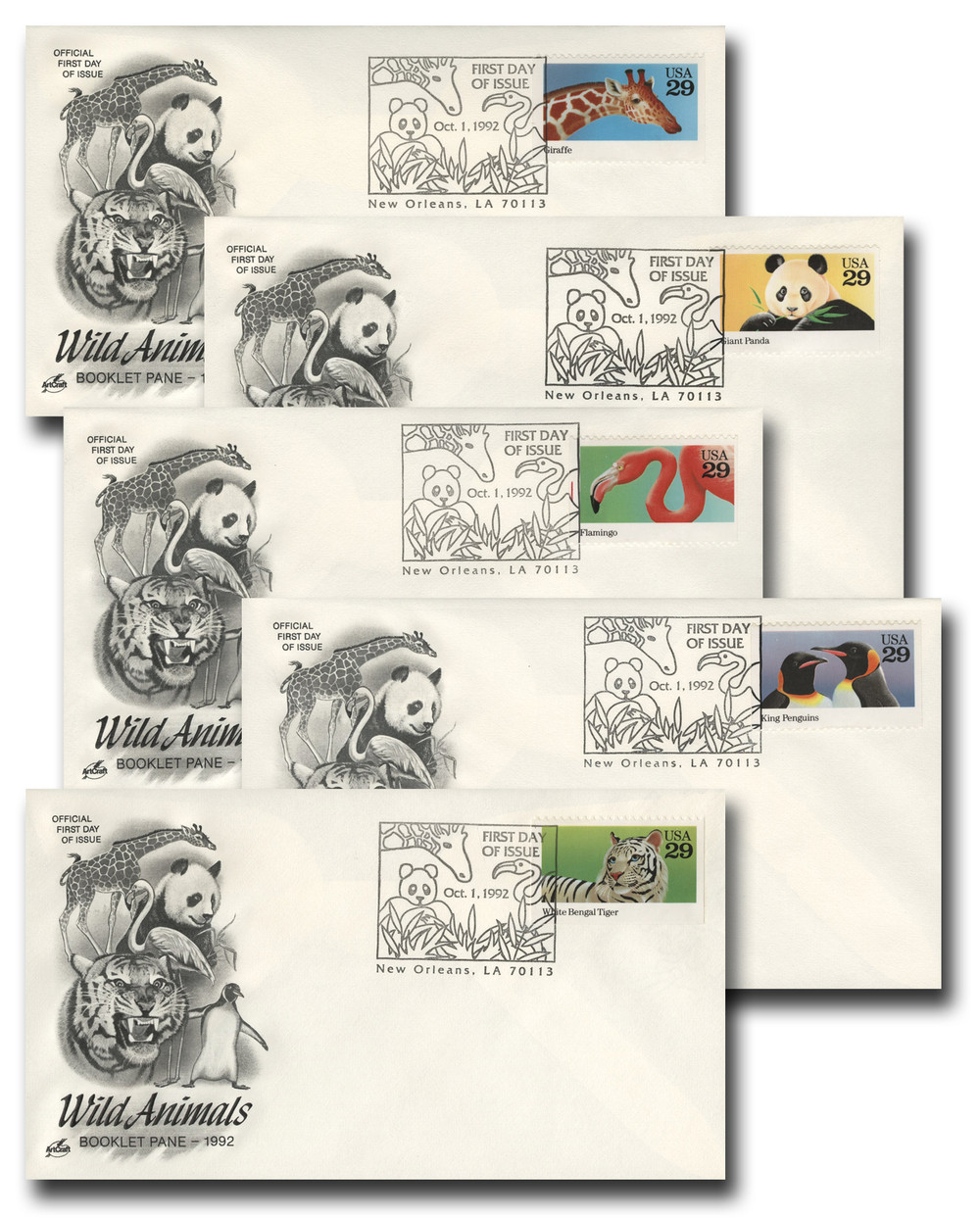 2705-09 - 1992 29c Wild Animals - Mystic Stamp Company
