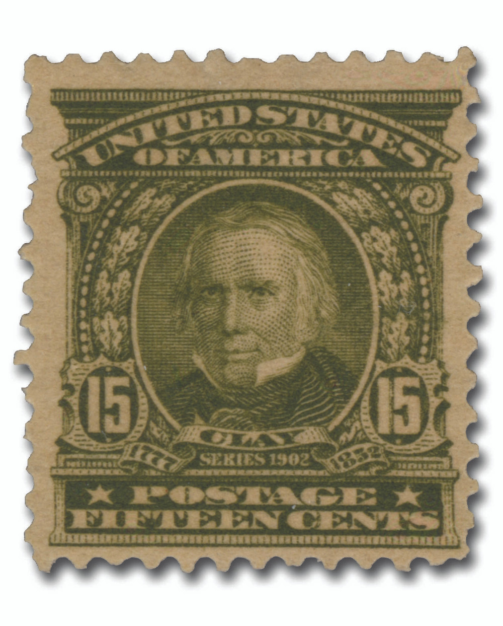 309 - 1903 15c Henry Clay, Olive Green, Double Line Watermark