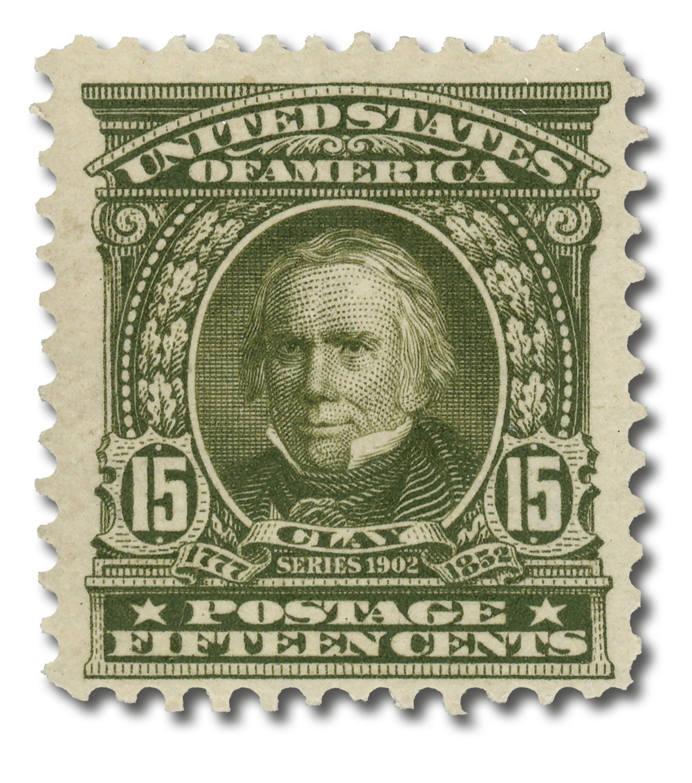309 - 1903 15c Henry Clay, Olive Green, Double Line Watermark
