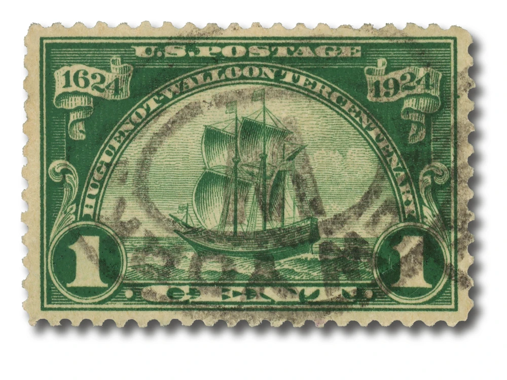 Contributions of Thought W.G.サザーランド 614 - 1924 1c Ship Nieu Nederland, Dark Green - Mystic Stamp Company