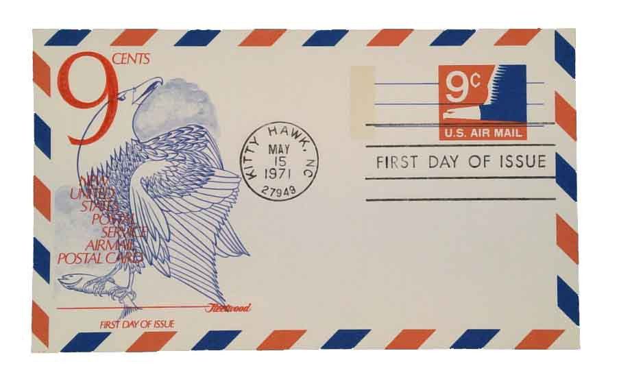 UXC10 - 1971 9c Air Mail Postal Card, Stylized Eagle, Precanceled