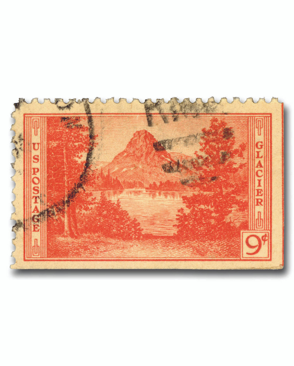 748 - 1934 9c Glacier National Park, Montana, Red Orange, Perf. 11