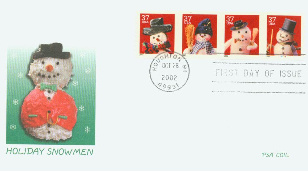 3680-83 - 2002 37c Contemporary Christmas: Snowmen