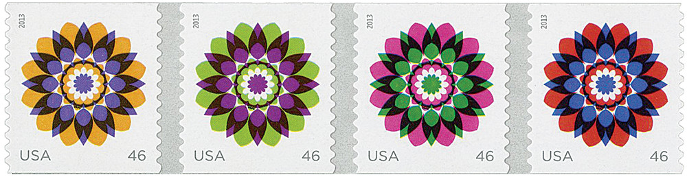 4722-25 - 2013 46c Kaleidoscope Flowers - Mystic Stamp Company