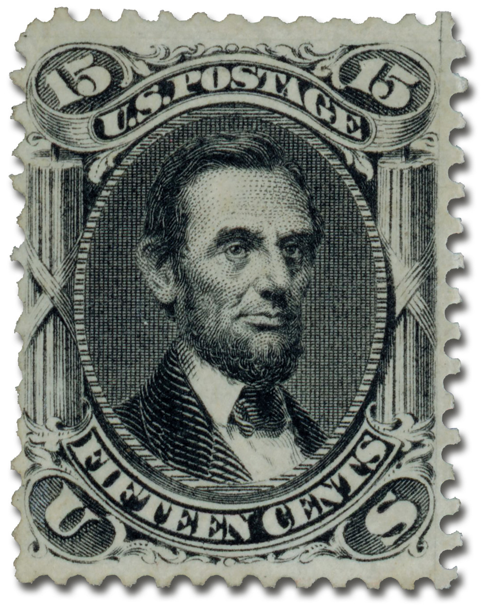 77 - 1866 15c Abraham Lincoln, Black, Perf. 12 - Mystic Stamp Company