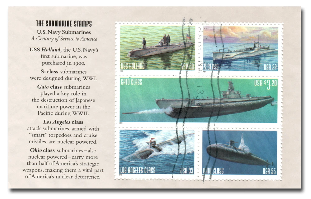 3373-77 - 2000 22c-$3.20 US Navy Submarines - Mystic Stamp Company