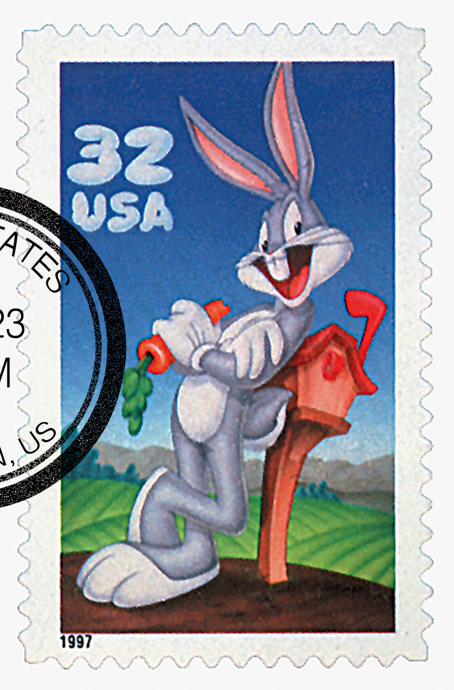 3137a - 1997 32c Bugs Bunny, Single from Pane of 10 - Mystic Stamp