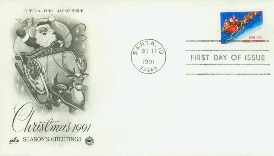 2585 - 1991 29c Santa & Sleigh - Mystic Stamp Company