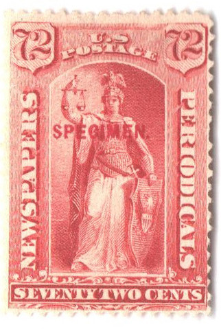 PR68SD - 1879 72c Newspaper & Periodical, Specimen, Red - Mystic