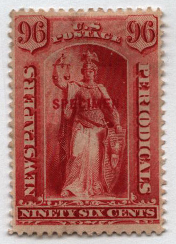 PR70SD - 1879 96c Newspaper & Periodical, Specimen, Red - Mystic