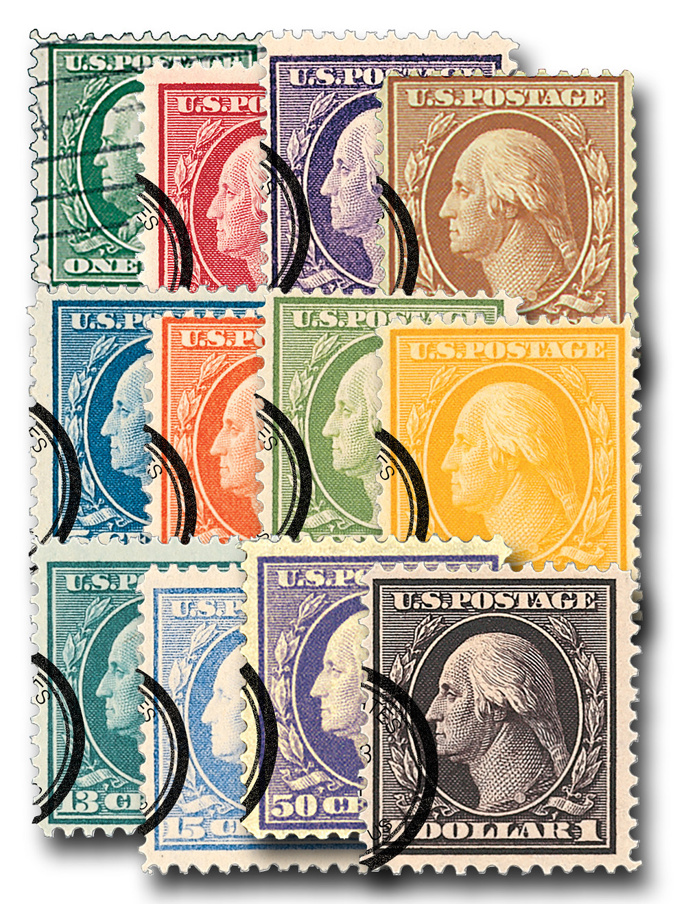 TRIAL POSTAGE STAMPS コレクション 331-42 - 1908-09 Regular Issues, Double Line Watermark, Perf