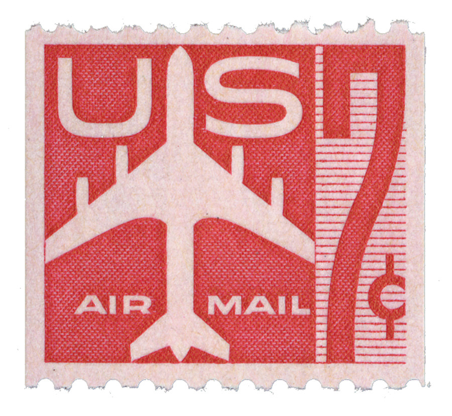 C61 - 1960 7c Jet Airliner, Carmine, Perf. 10 Horizontally