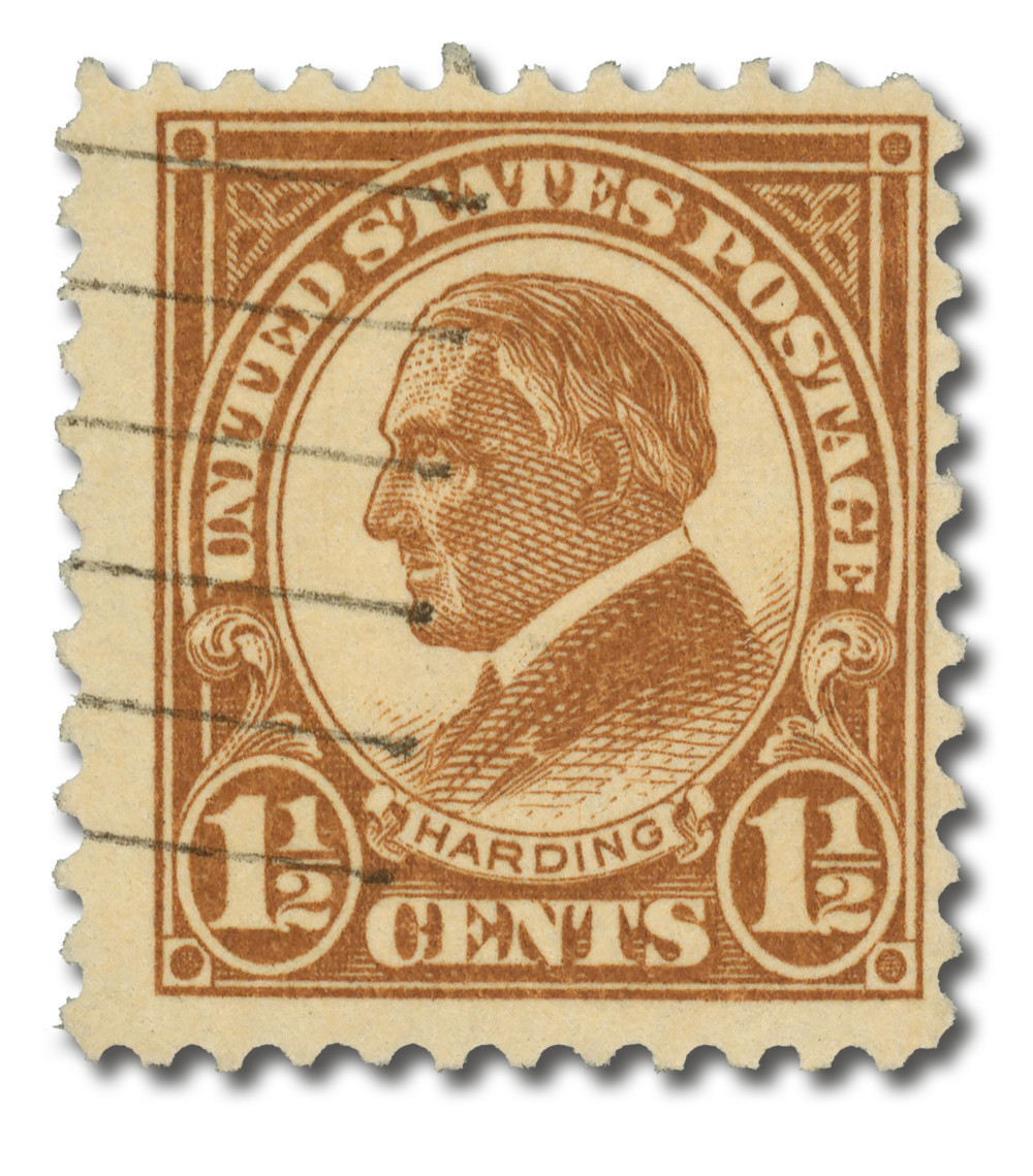 553 - 1925 1 1/2c Warren G. Harding, Yellow Brown, Perf. 11