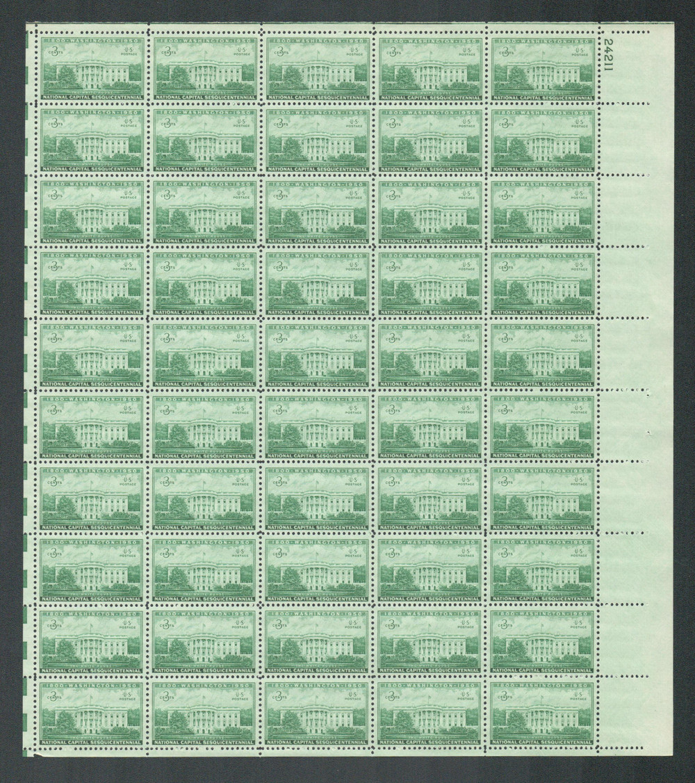 990 - 1950 3c National Capitol Sesquicentennial: Executive Mansion