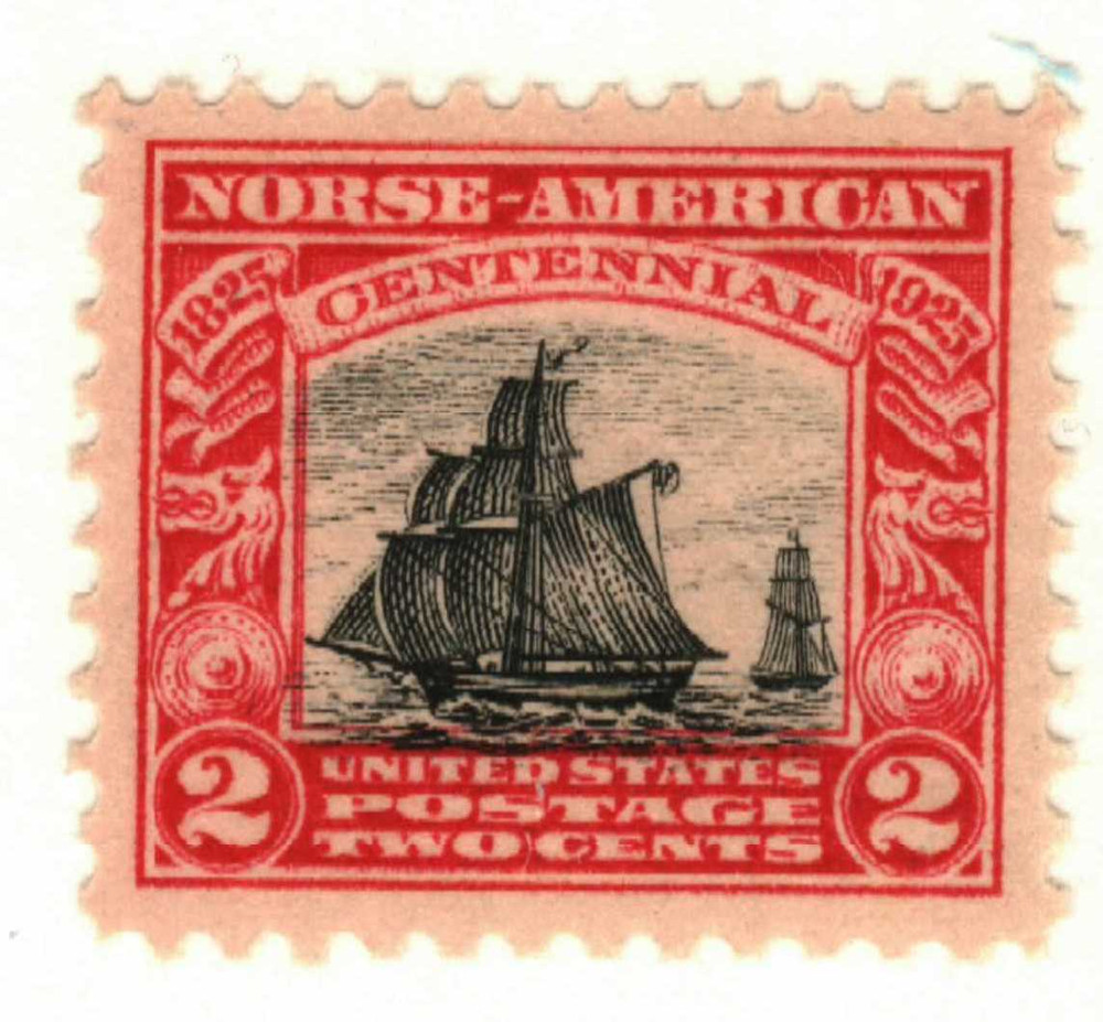 620 - 1925 2c Sloop Restaurationen, Carmine & Black - Mystic Stamp