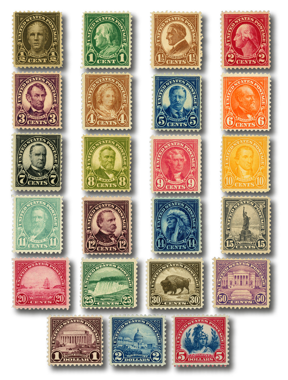 ANTIQUE / VINTAGE US OVERPRINT POSTAGE STAMPS LOT OF 20 USED