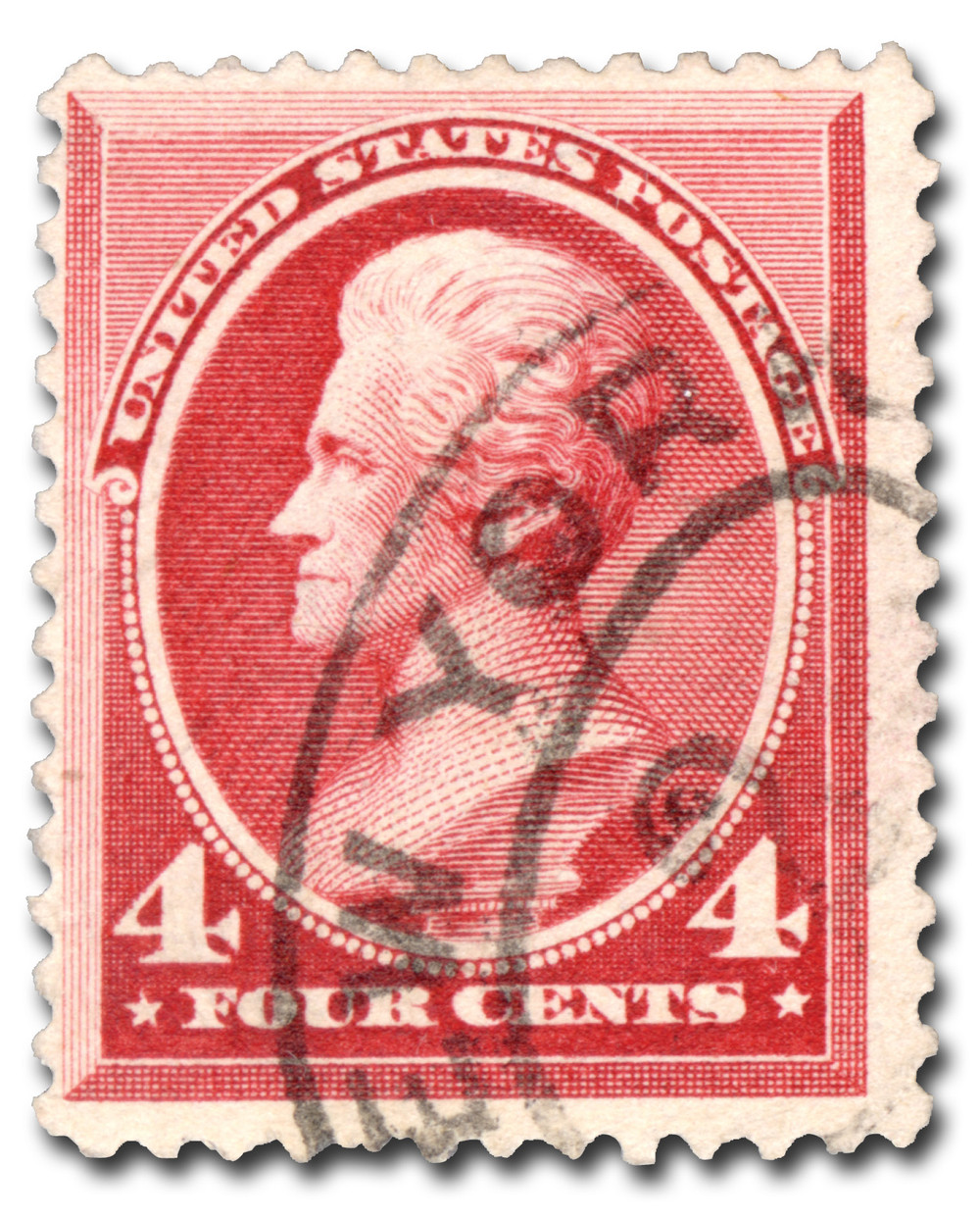215 - 1888 4c Andrew Jackson, Carmine, Soft Paper, Perf. 12