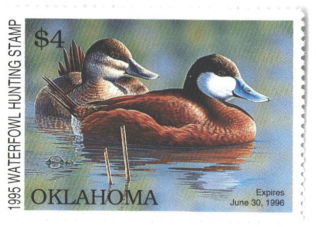 SDOK16 - 1995 Oklahoma State Duck Stamp - Mystic Stamp Company