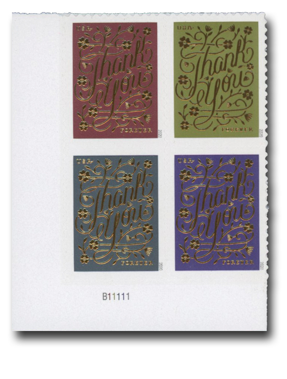 5519-22 - 2020 First-Class Forever Stamps - Thank You - Mystic
