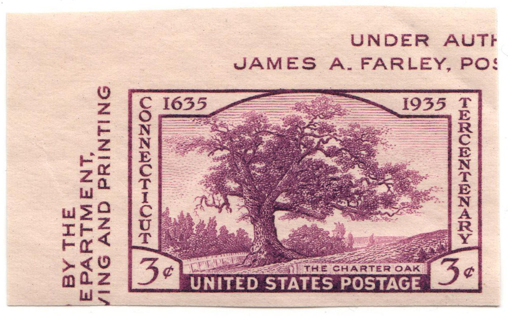 778a - 193 3c Connecticut Tercentenary, Purple, Single from