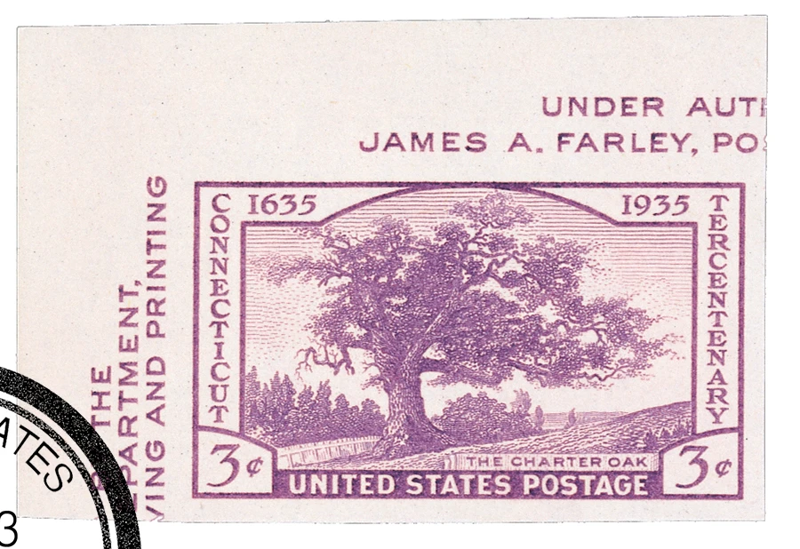 778a - 193 3c Connecticut Tercentenary, Purple, Single from