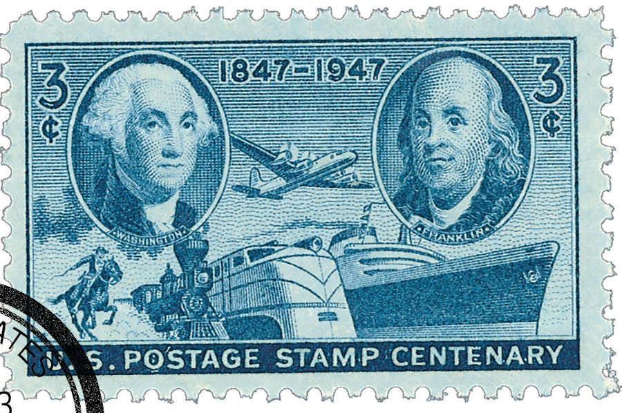 947 - 1947 3c US Postage Stamp Centenary - Mystic Stamp Company