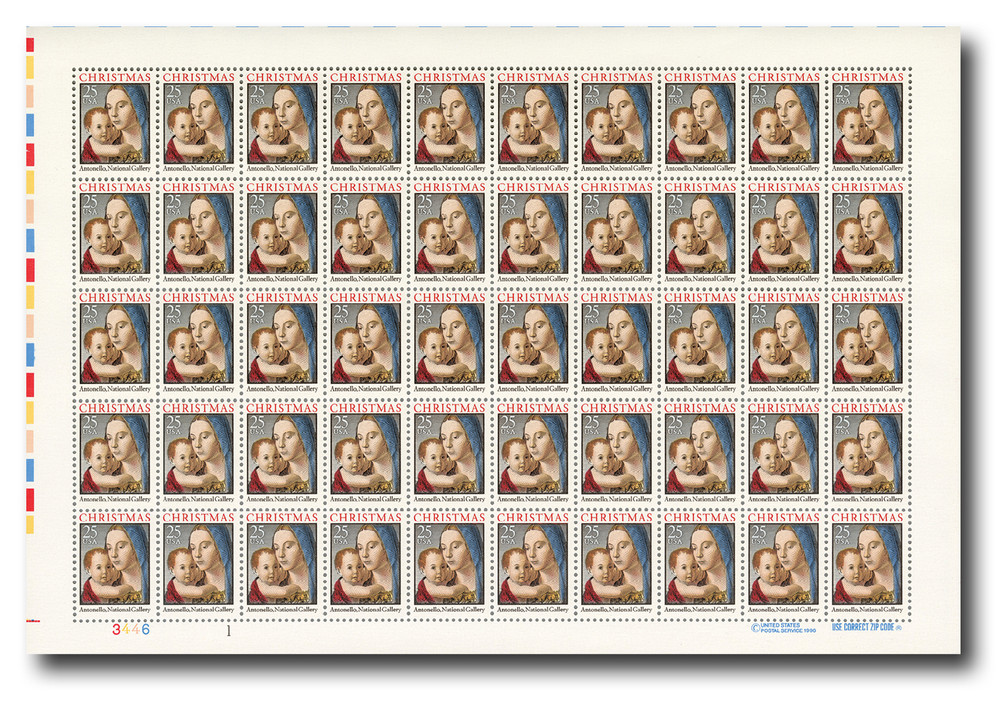 2514 - 1990 25c Madonna & Child - Mystic Stamp Company