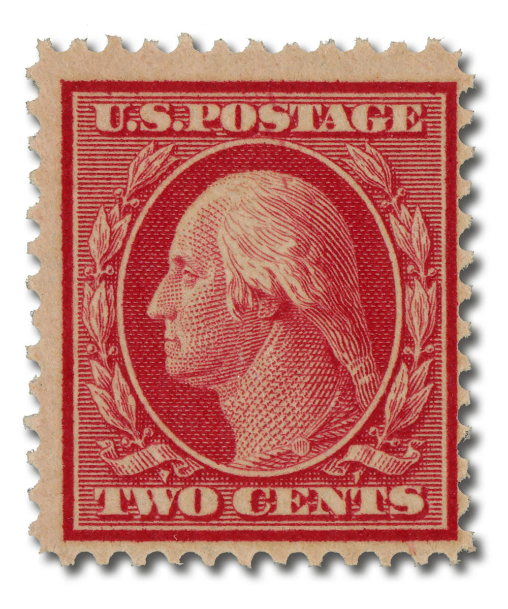 358 - 1909 2c Washington, Carmine, Double Line Watermark, Bluish  display picture 1