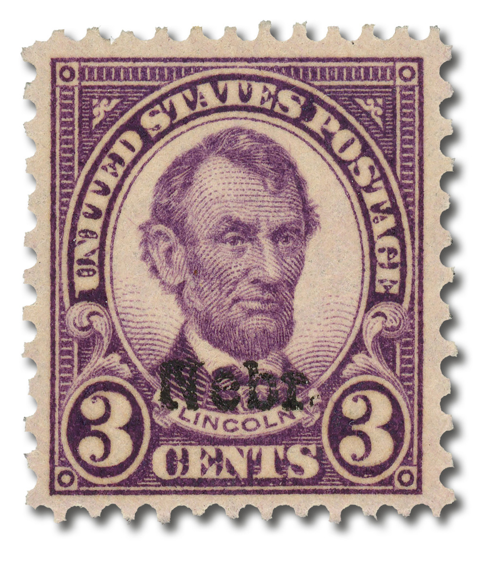 672 - 1929 3c Abraham Lincoln, Violet, Nebraska Overprint - Mystic