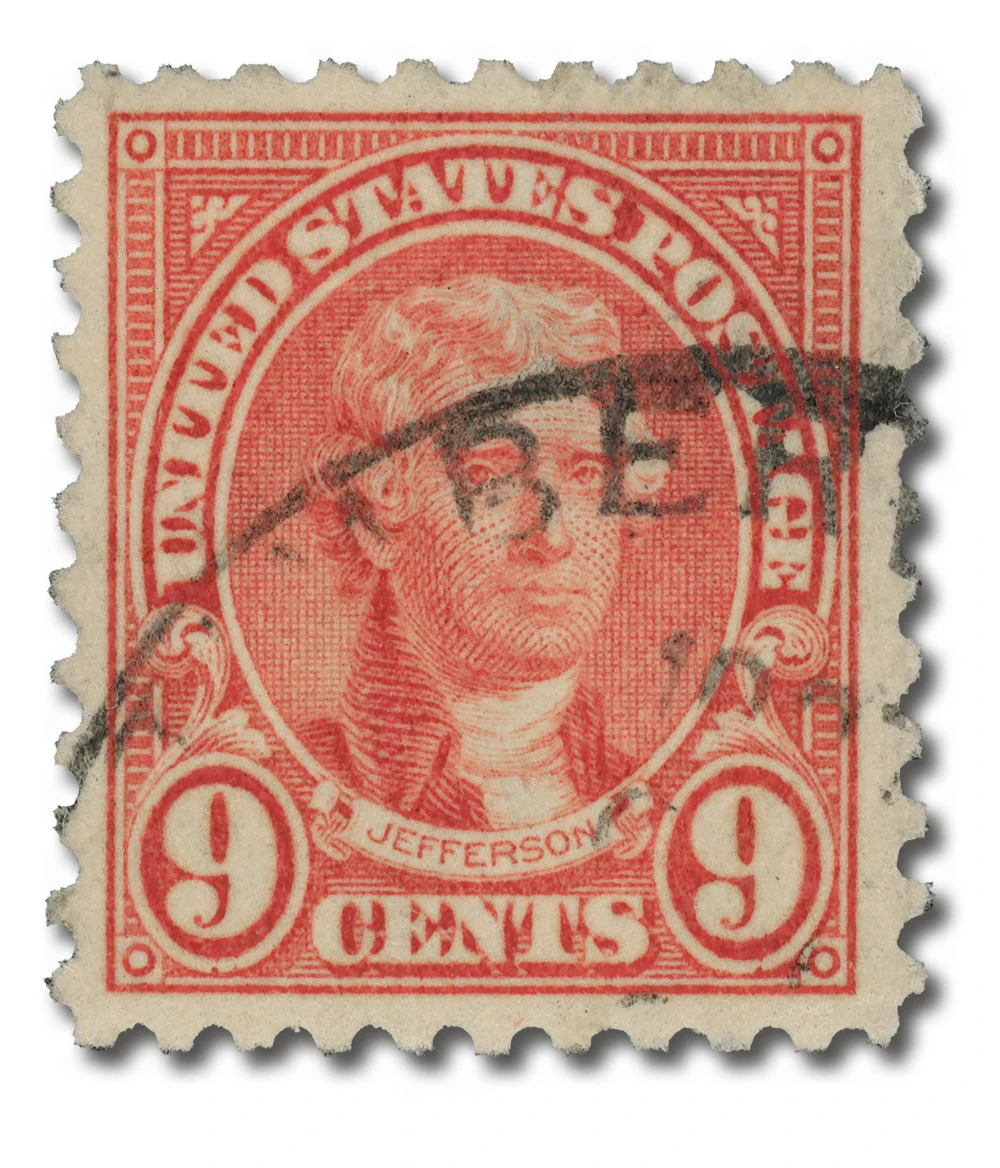 590 - 1926 9c Thomas Jefferson, Rose, Perf. 10 - Mystic Stamp Company