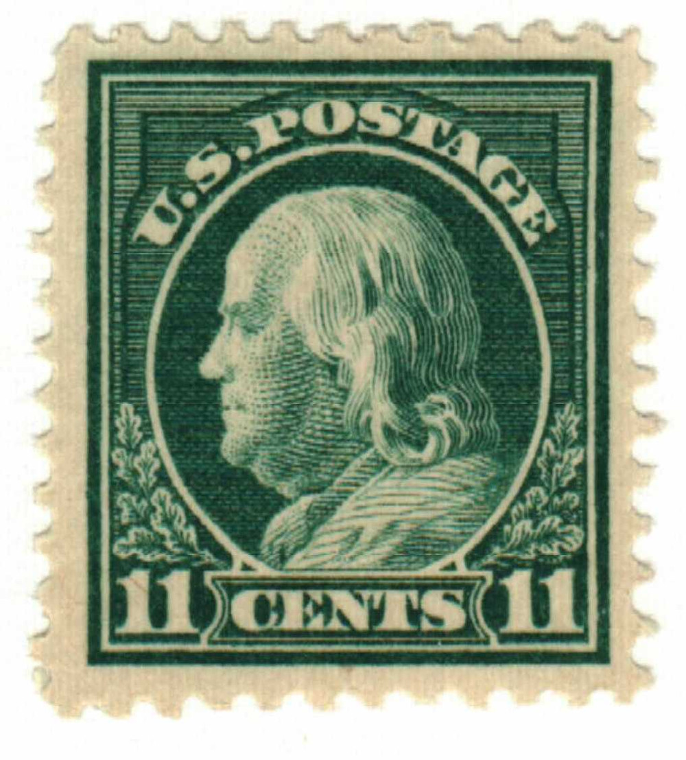 511 - 1917 11c Franklin, Light Green, Unwatermarked, Perf. 11