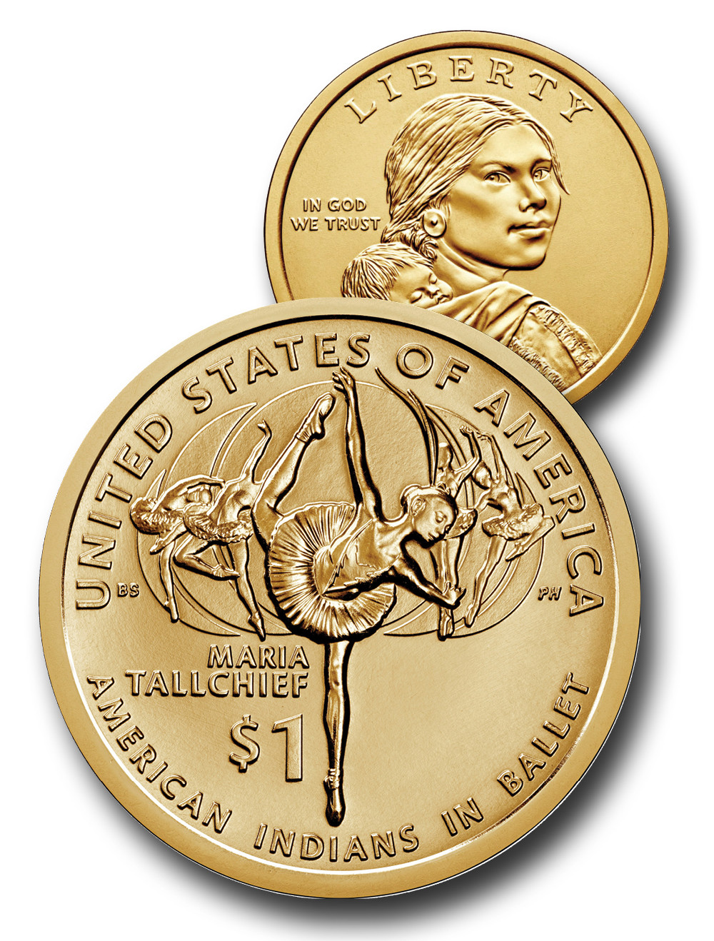 ★ SHALOM★ COIN LONG SLEEVES CW-023D - 2023 $1 Native American Coin - Maria Tallchief