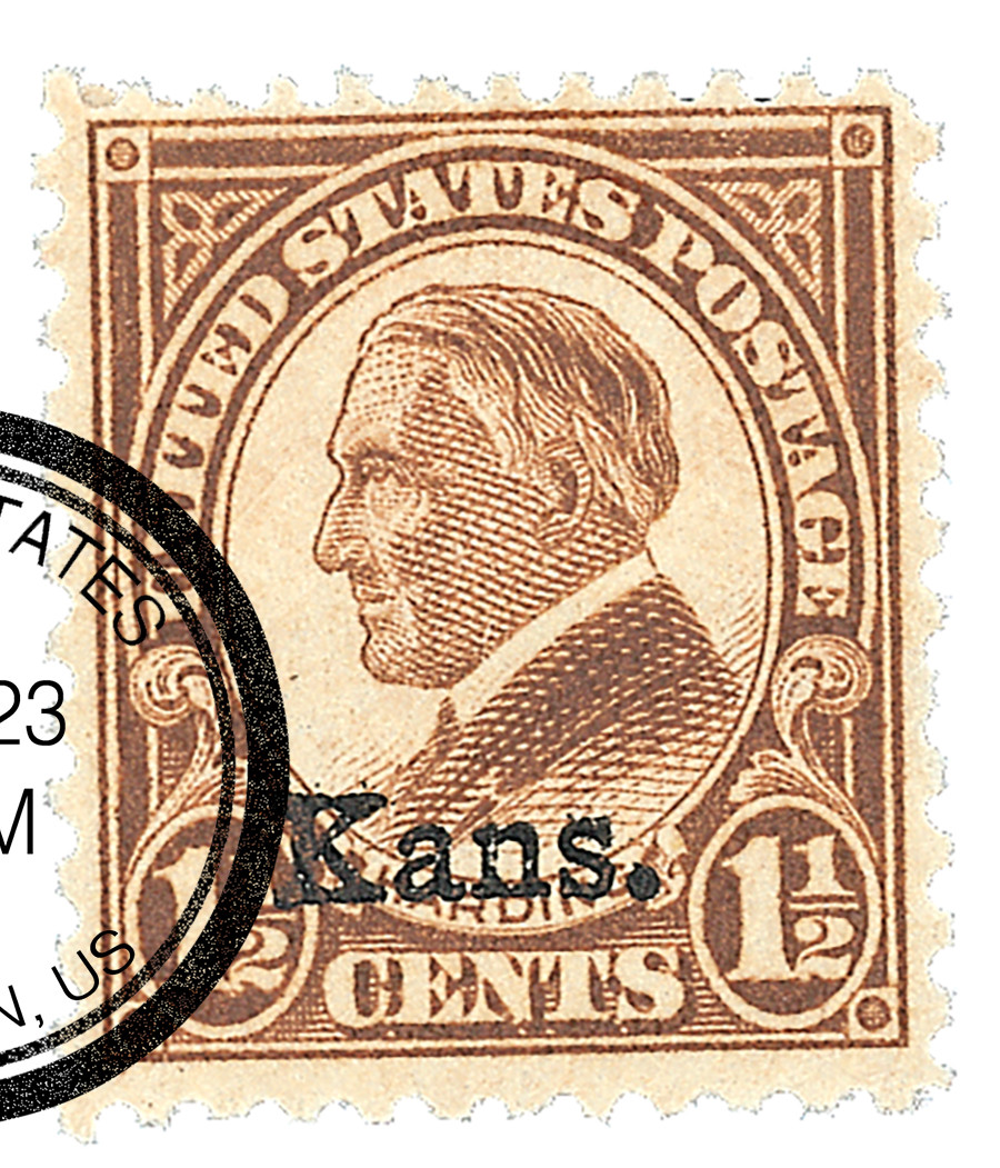 659 - 1929 1 1/2c Warren G. Harding, Brown, Kansas Overprint