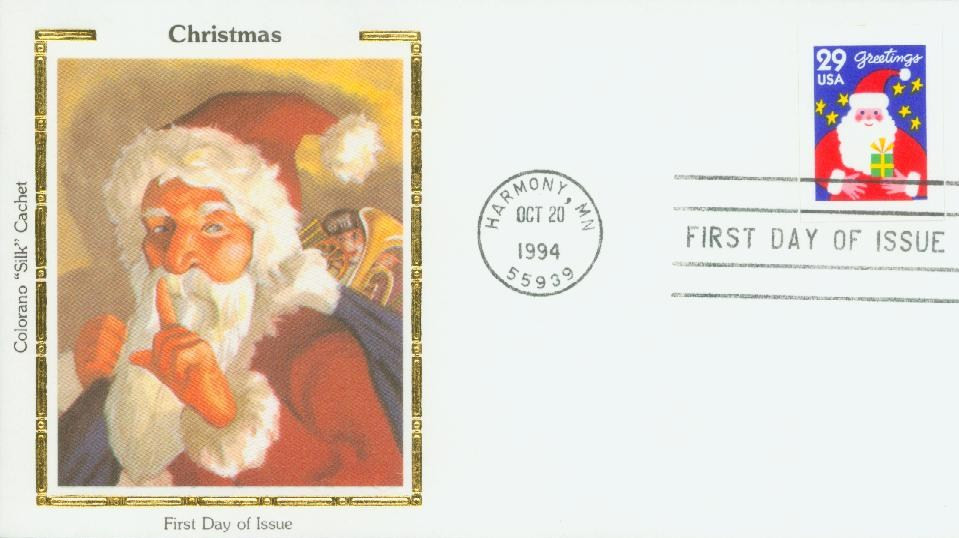 2873 - 1994 29c Santa with Present - Mystic Stamp Company