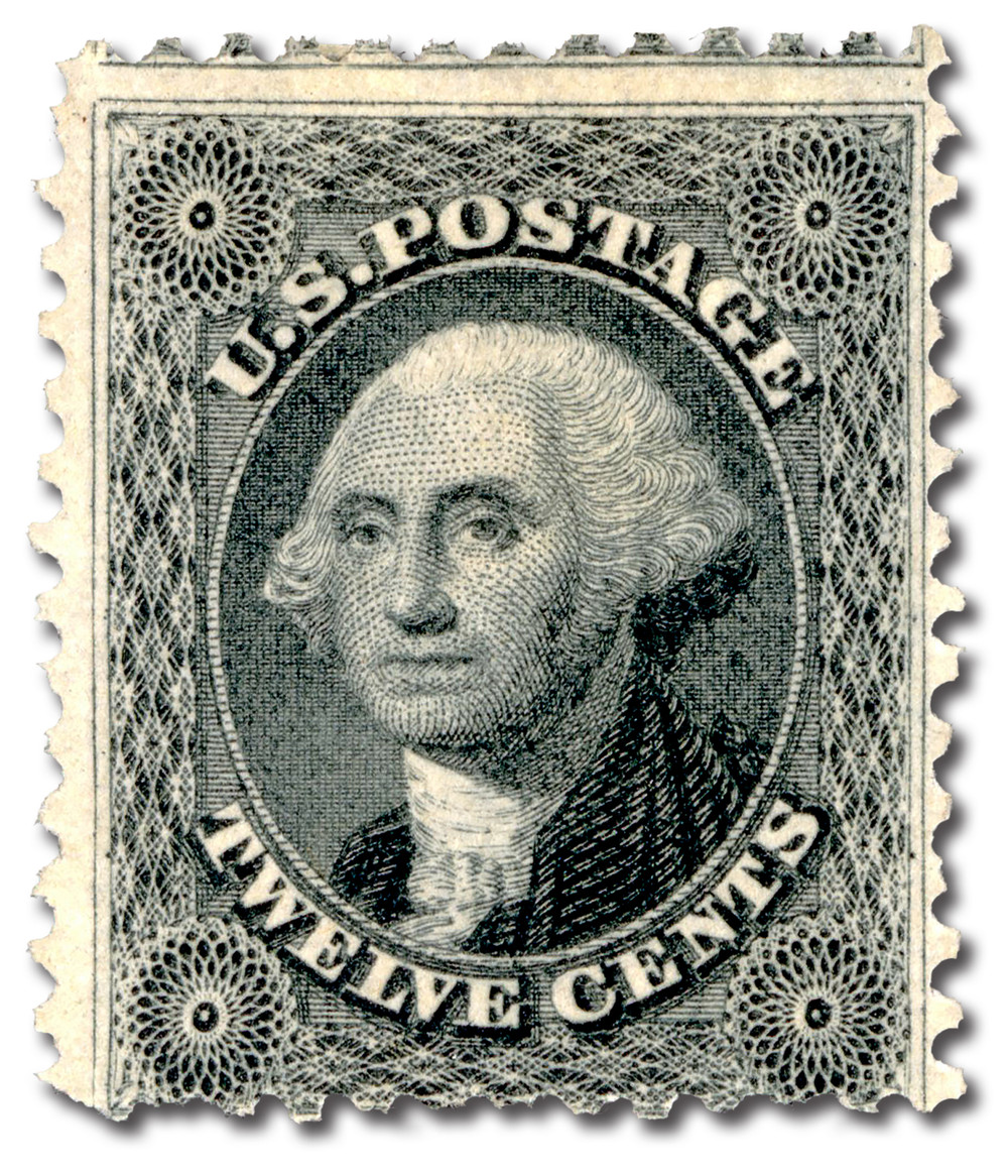 44 - 1875 12c Washington, Greenish Black, Perf. 12 - Mystic