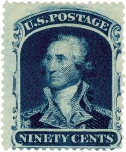 39 - 1860 90c Washington, Blue, Perf. 15.5 - Mystic Stamp Company