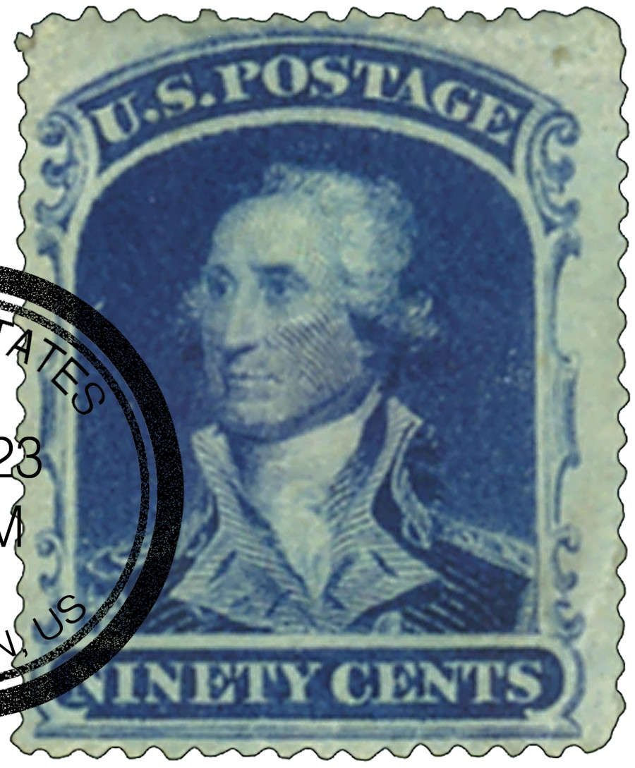 39 - 1860 90c Washington, Blue, Perf. 15.5 - Mystic Stamp Company
