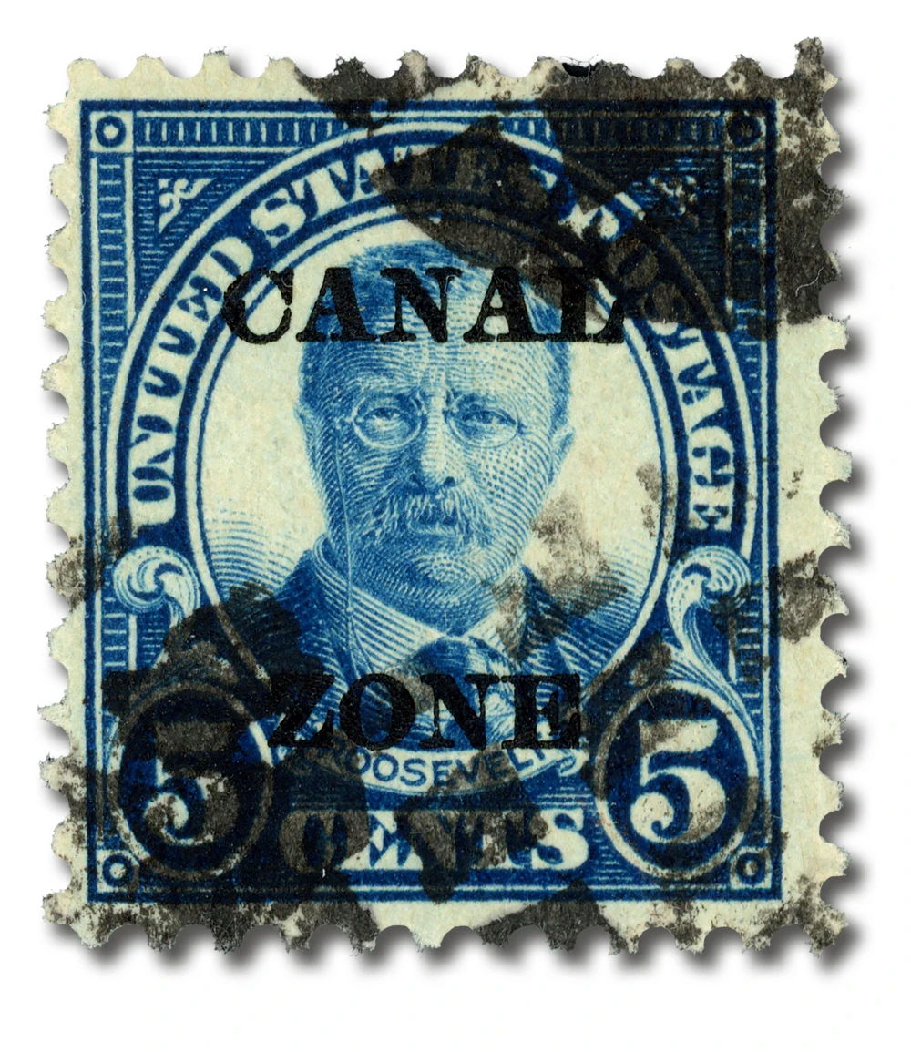 CZ74 - 1924 5c Theodore Roosevelt, Dark Blue, Canal Zone Overprint