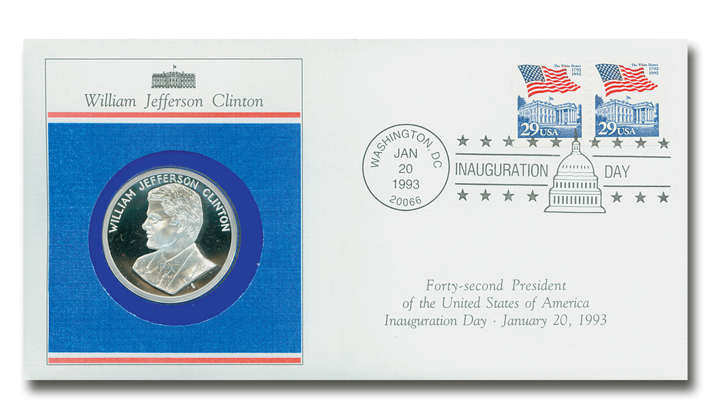 59285A - 1993 Bill Clinton Inaugural Cover with Medal - Mystic