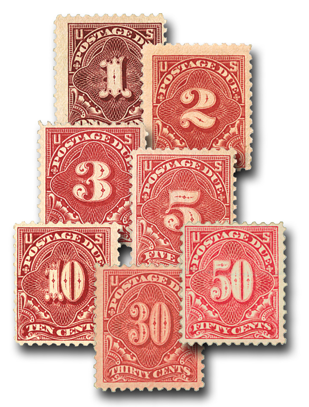 切手97007 J61-67 - 1917 1c-50c Postage Due, Set of 7 Stamps - Mystic Stamp