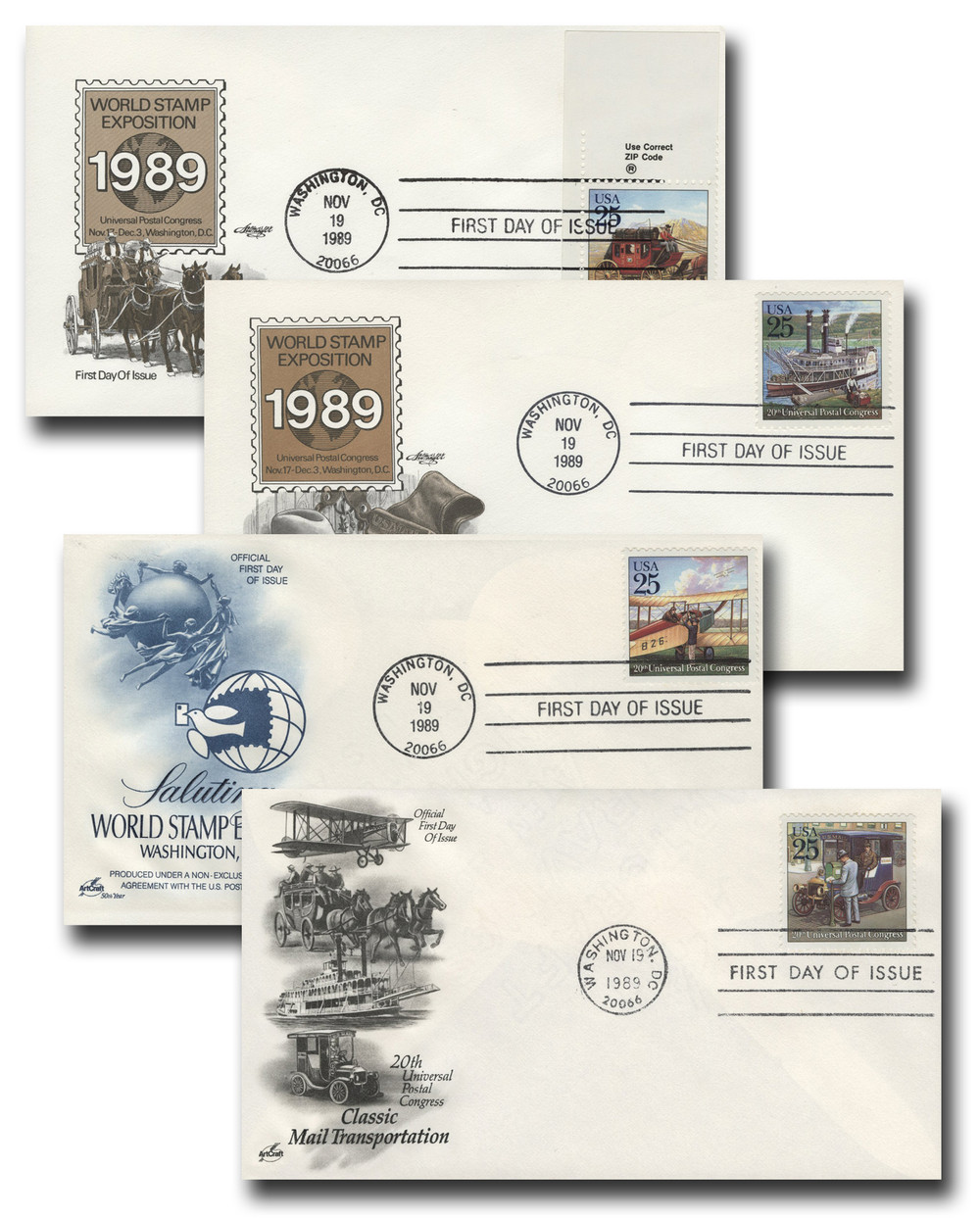 2434-37 - 1989 25c Traditional Mail Delivery - Mystic Stamp Company
