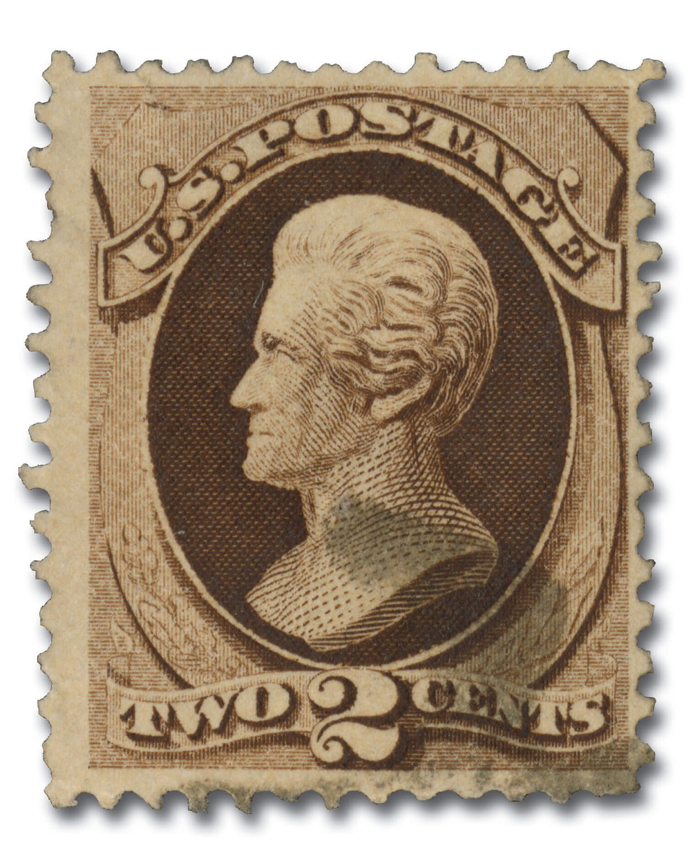 157 - 1873 2c Andrew Jackson, Brown, Secret Mark, Hard Paper, Perf